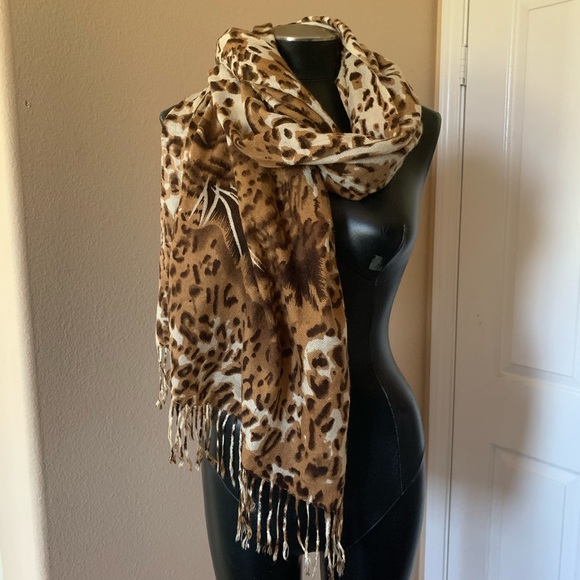 Accessories - Leopard Scarf/Wrap with Fringe